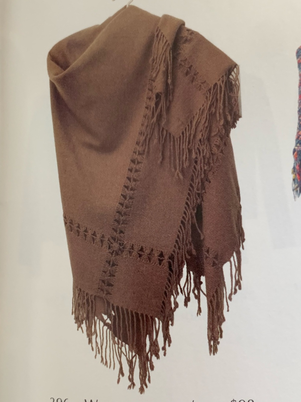 Cabi Wool Brown Fringe wrap/Skirt OS - Picture 2 of 3